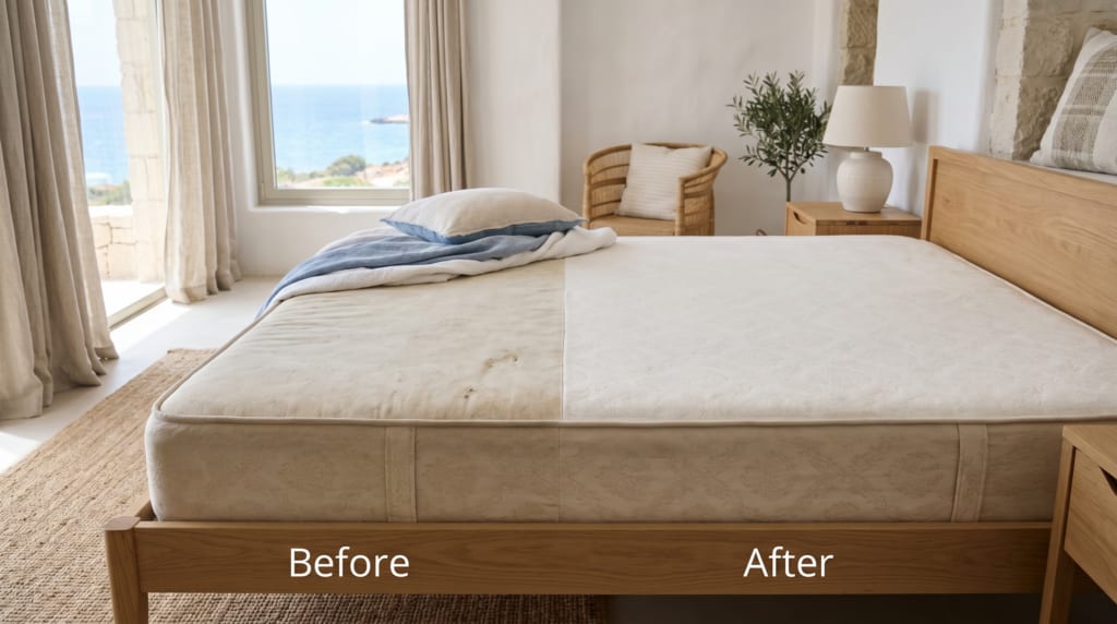 Before and After Mattress Cleaning in Paphos