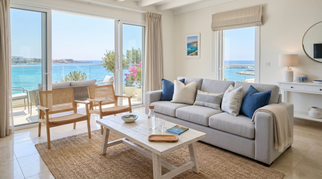 Sofa cleaning service in a holiday rental apartment in Paphos