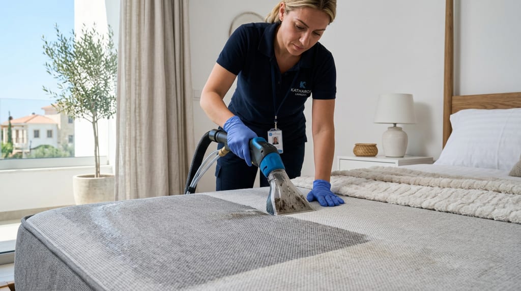 Cleaning tool deep cleaning a mattress surface