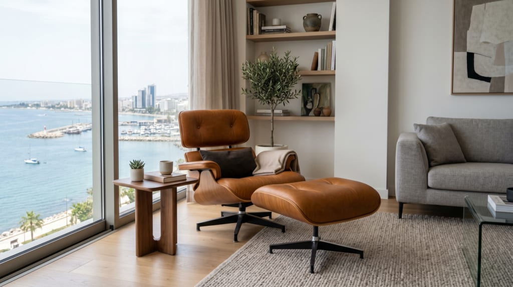 Well-maintained leather armchair in a modern interior