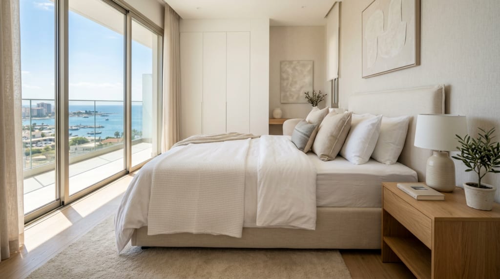 Clean mattress in a bright family bedroom
