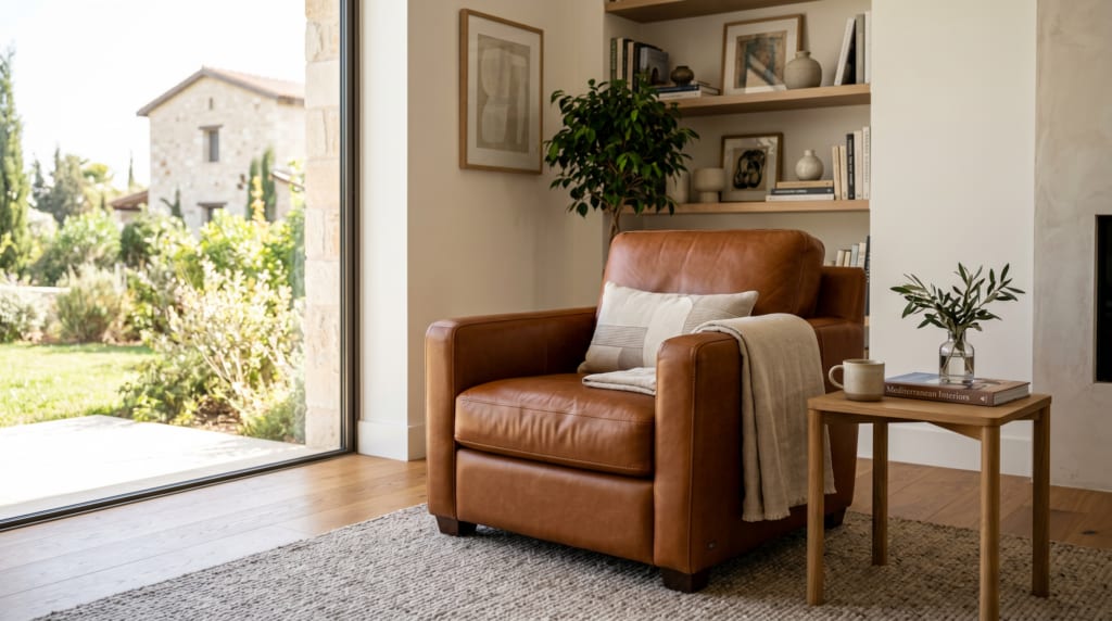 Well-maintained leather armchair in a modern interior