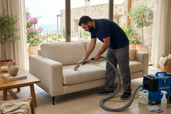Professional upholstery cleaning in Limassol using eco-friendly detergents