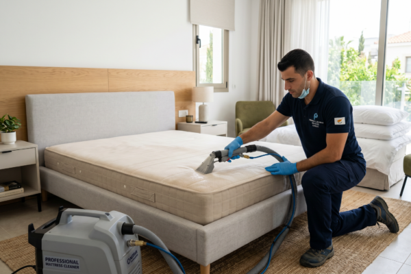 Mattress cleaning Tseri in a bright modern bedroom